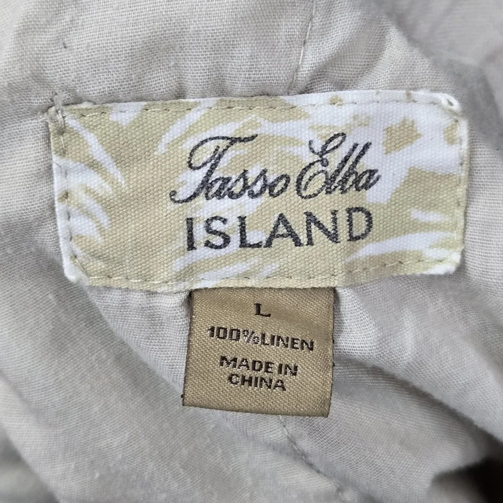 Tasso Elba Island Men Pants L Beige Linen Casual 29